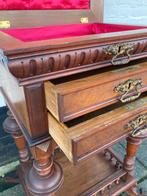 antieke naaitafel, wandkastje met lades en klep, 78 cm hoog, Ophalen of Verzenden