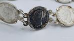 Antieke zilveren armband zilveren Engelse muntjes, Sieraden, Tassen en Uiterlijk, Antieke sieraden, Ophalen of Verzenden, Zilver