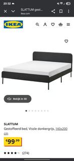 ikea Slattum 140x200 compleet bed GRIJS, Huis en Inrichting, Slaapkamer | Bedden, Ophalen, Wit, Tweepersoons, 140 cm