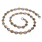 60cm 9mm Koffieboon Ketting Unisex Goudkleur-Zilverkleur RVS, Overige materialen, Birgitta-Gracht 33, 6465 EL Kerkrade, Nederland