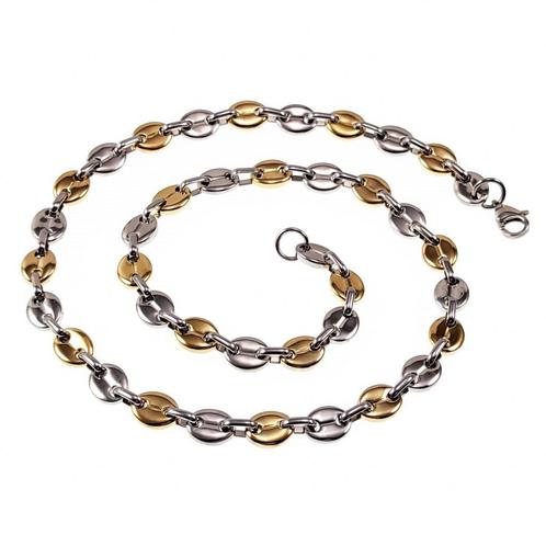 60cm 9mm Koffieboon Ketting Unisex Goudkleur-Zilverkleur RVS, Sieraden, Tassen en Uiterlijk, Kettingen, Nieuw, Overige materialen