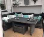 Wicker Tuintafel met glazen blad, Ophalen, 4 zitplaatsen, Eettafel, Zo goed als nieuw