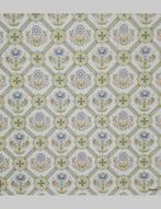 13947 retro behang bloemen ruit pastel seventies stijl swiet, Ophalen of Verzenden, Minder dan 10 m², Blauw
