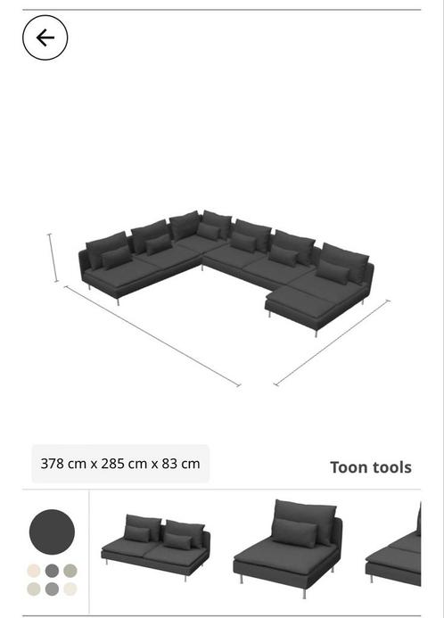 IKEA SÖDERHAMN complete zithoek, Huis en Inrichting, Banken | Complete zithoeken, Gebruikt, Stof, Ophalen