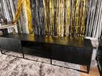 Zwarte TV meubel Florence vol mangohout, Huis en Inrichting, Ophalen, Zo goed als nieuw, 200 cm of meer, Minder dan 100 cm