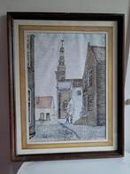 Kloosterwerf Waalwijk 1919 - Ingelijste Tekening, Antiek en Kunst, Kunst | Tekeningen en Foto's, Ophalen of Verzenden
