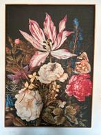 Bloemenschilderij met vlinder/canvas, Antiek en Kunst, Ophalen