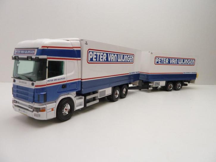 Scania 144  '' Peter van Wijngen ''  Tekno 1/50, Hobby en Vrije tijd, Modelauto's | 1:50, Zo goed als nieuw, Bus of Vrachtwagen