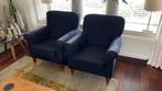 Twee fauteuils met zwarte stoffen bekleding, Ophalen, Gebruikt, Stof, 75 tot 100 cm