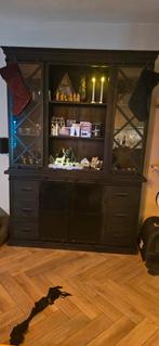 Mangohouten Buffetkast Denver/Milan zwart, Huis en Inrichting, Kasten | Buffetkasten, Ophalen, Gebruikt, 200 cm of meer, 150 tot 200 cm
