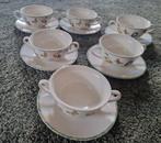 6 Janneke Brinkman  soepkommen met schotel, Ophalen of Verzenden, Zo goed als nieuw, Overige stijlen, Kop(pen) en/of Schotel(s)