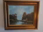 Landschap Schilderij met Gouden Lijst, Ophalen of Verzenden