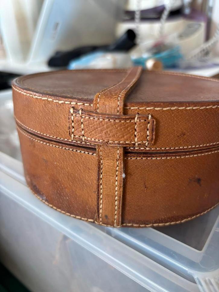 Oude leren boordendoos, Antiek en Kunst, Curiosa en Brocante, Ophalen of Verzenden