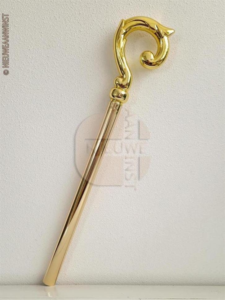 Decoratieve Sinterklaas staf - 55cm, goudkleurig, Diversen, Sinterklaas, Zo goed als nieuw, Verzenden