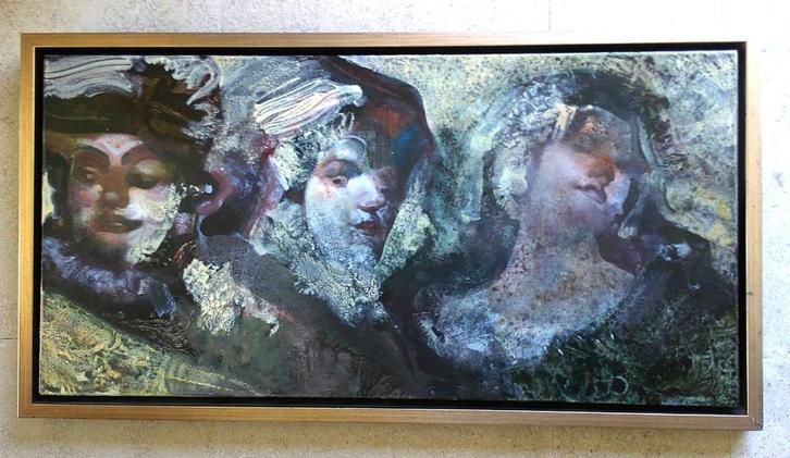 Gezelschap van 3 portretten - Martin Koole (geb. 1956), Antiek en Kunst, Kunst | Schilderijen | Klassiek, Ophalen of Verzenden