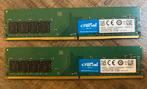 2x 4GB Crucial DDR4 2400 UDIMM geheugen desktop pc, DDR4, 8 GB, Refurbished, Ophalen of Verzenden
