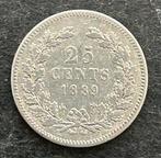 Kwartje 1889, Koning Willem III, Zilver, 25 cent, Ophalen of Verzenden