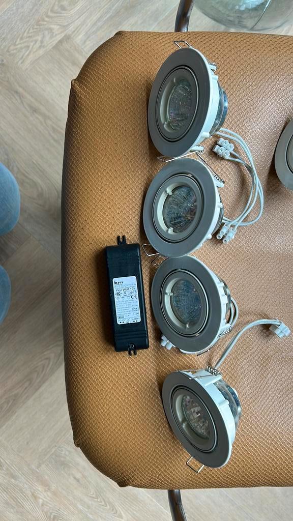 Diverse inbouwspots wit 12 en 220v halogeen, Huis en Inrichting, Lampen | Spots, Gebruikt, Plafondspot of Wandspot, Metaal of Aluminium