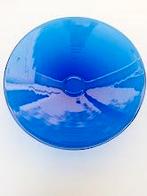 Blauwe glazen schaal, Schaal, Rond, Ophalen of Verzenden, Glas