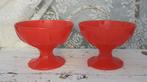 2 Retro ijscoupes / vintage /antiek glas Oranje-rood matglas, Antiek en Kunst, Antiek | Glas en Kristal, Ophalen of Verzenden