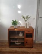 Vintage kast / dressoirtje met schuifdeuren structuurglas, Ophalen of Verzenden