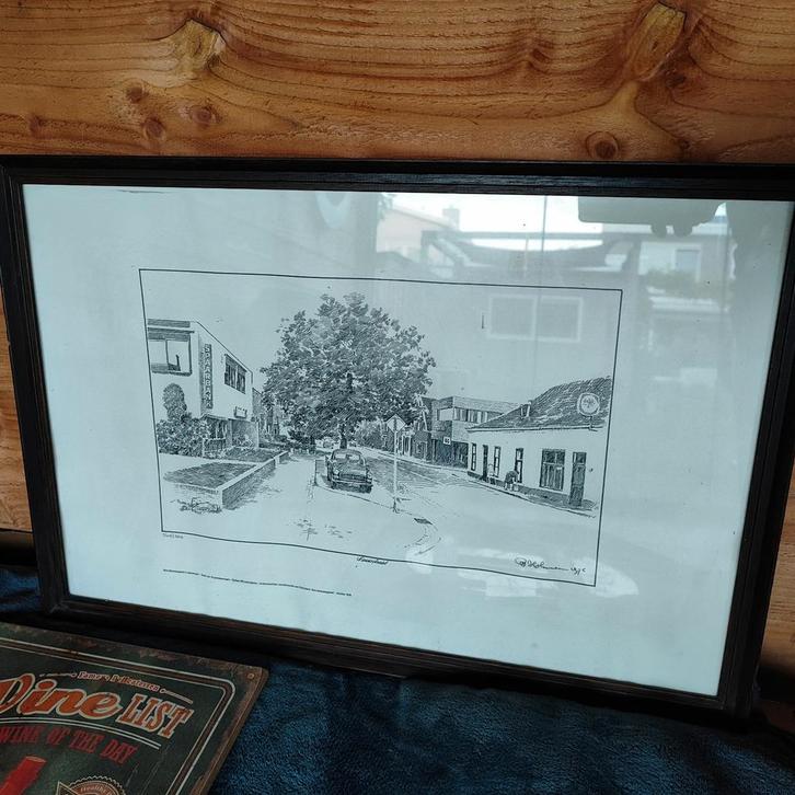 Pentekening Nieuwstraat Sint Michielsgestel, Antiek en Kunst, Kunst | Tekeningen en Foto's, Ophalen of Verzenden