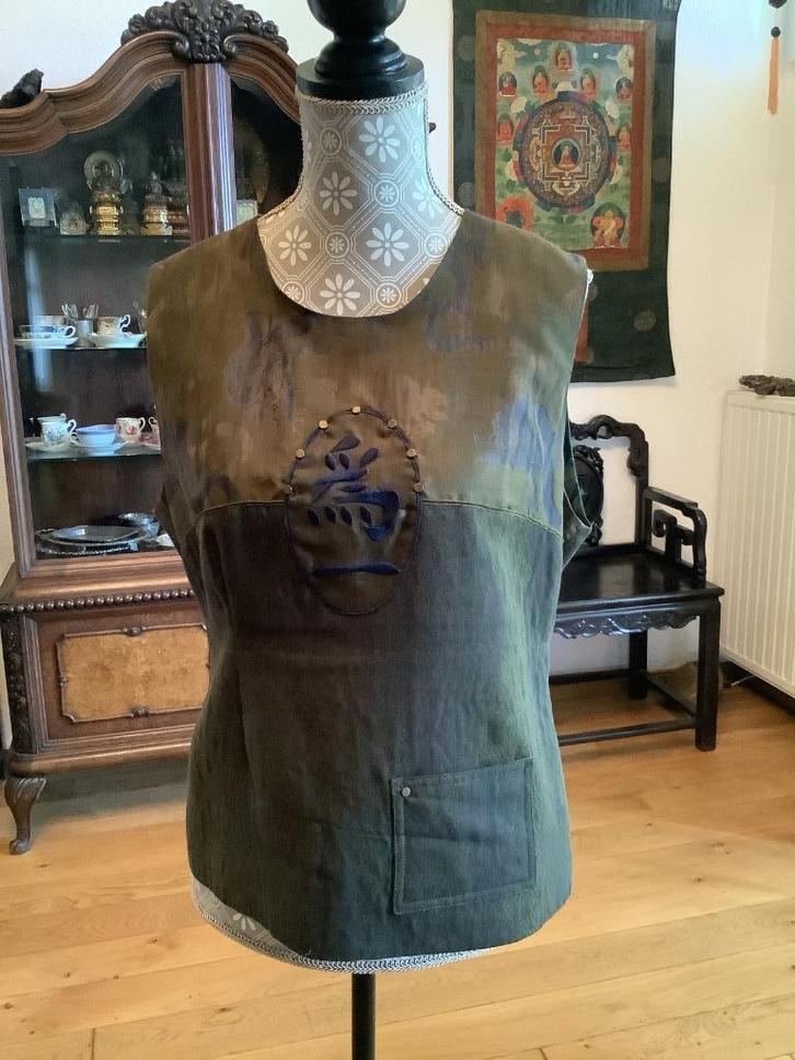 Apart gevoerd mouwloos hesje Chinees geborduurd maat 38/40, Kleding | Dames, Tops, Gedragen, Maat 38/40 (M), Groen, Zonder mouw