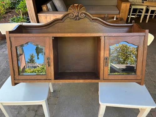 Minibieb of buurtkastje; Eiken stevig! met geslepen glas, Antiek en Kunst, Antiek | Meubels | Kasten, Ophalen
