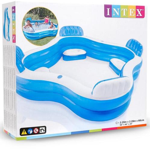 Zwembad met 4 zitjes, Intex, Tuin en Terras, Zwembaden, Zo goed als nieuw, Opblaaszwembad, Vierkant, Ophalen