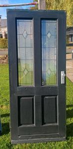 Hardhouten Voordeur  met Glas in lood, Doe-het-zelf en Verbouw, Ophalen, Minder dan 80 cm, 200 tot 215 cm, Glas