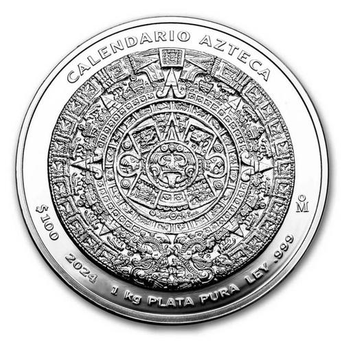 1 kilo Aztec calendar 2024 proof like - .999 zilver libertad, Postzegels en Munten, Edelmetalen en Baren, Zilver, Ophalen of Verzenden