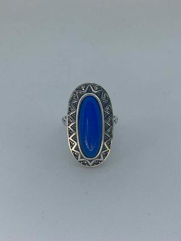 Zilveren Ring met lapiz lazuli beschikbaar voor biedingen