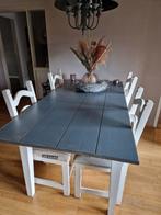 Landelijke eettafel met 4 stoelen., Huis en Inrichting, Tafels | Eettafels, Rond, Gebruikt, Ophalen