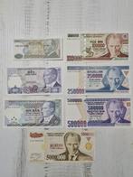 Turkije Lira Bankbiljetten Lot (7 stuks), Postzegels en Munten, Bankbiljetten | Europa | Niet-Eurobiljetten, Ophalen of Verzenden