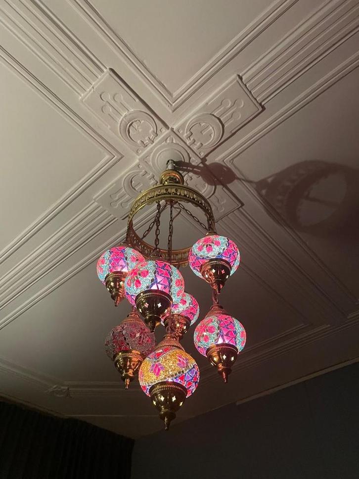 Marokkaanse Hanglamp Kroonluchter, Huis en Inrichting, Lampen | Kroonluchters, Gebruikt, Glas, Ophalen