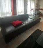 Bank modulair antraciet leer + 2 rood leren feauteuils., Huis en Inrichting, Ophalen, Gebruikt, Vierpersoons of meer, Leer