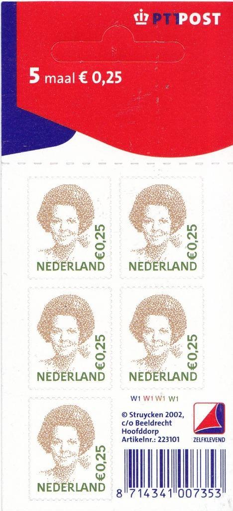 Koningin Beatrix – logo PTT Post – W1W1W1W1 – MNH – V 2036, Postzegels en Munten, Postzegels | Nederland, Postfris, Na 1940, Verzenden