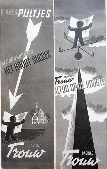 3 vintage advertenties reclames van AD Trouw dagblad 47-75 beschikbaar voor biedingen