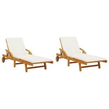 Teakhouten Ligstoelen Set met Tafeltje beschikbaar voor biedingen