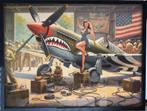 [Poster in Frame] Curtiss P-40 Warhawk leger met pin up, Verzenden, Nederland, Foto of Poster