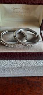 Vintage  creolen met Swarovski kristal., Ophalen of Verzenden, Zo goed als nieuw, Zilver, Overige materialen