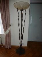 SUPERMOOIE staande vloer lamp staander bruin met creme glas, Huis en Inrichting, Lampen | Vloerlampen, 150 tot 200 cm, Zo goed als nieuw