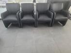 4 eetkamerstoelen met wieltjes, faux leer!, Huis en Inrichting, Stoelen, Ophalen of Verzenden, Gebruikt, Zwart, Vier