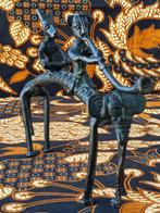 Olifant met berijders mooi antiek brons beeldje uit India., Ophalen of Verzenden