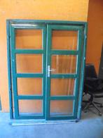 Tuinhuisdeuren met glas en kozijn (nr. LE140A), Doe-het-zelf en Verbouw, Deuren en Horren, Ophalen, Gebruikt, 80 tot 100 cm, Buitendeur
