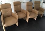 4 eetkamer fauteuils leer (leolux), Huis en Inrichting, Fauteuils, Ophalen, Gebruikt, Minder dan 75 cm, Leer