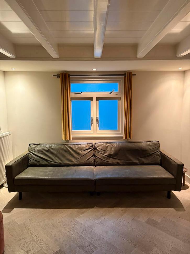 Donkergroene bank, Huis en Inrichting, Banken | Bankstellen, Gebruikt, Rechte bank, Driepersoons, 250 tot 300 cm, 75 tot 100 cm