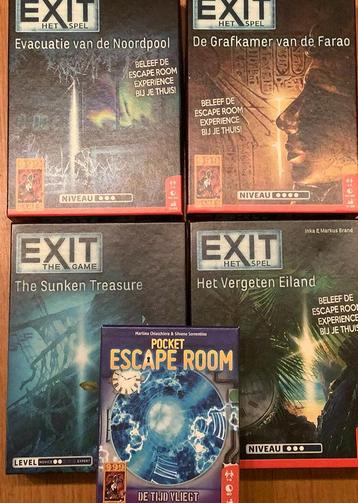 4 exit spellen en een pocket escaperoom beschikbaar voor biedingen