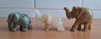 Drie x Beeldje van een Olifant, Olifantje van Natuursteen, Verzamelen, Beelden en Beeldjes, Ophalen of Verzenden, Zo goed als nieuw