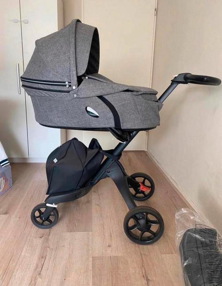 Stokke Xplory v6 Melange, Kinderen en Baby's, Kinderwagens en Combinaties, Zo goed als nieuw, Combiwagen, Overige merken, Met reiswieg